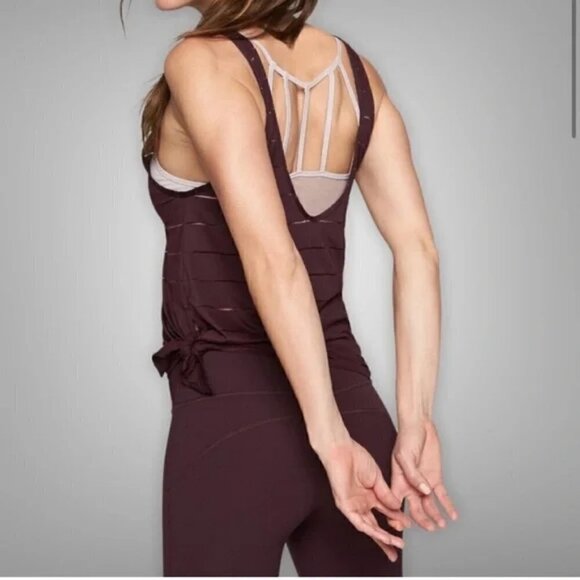 Athleta Max Out Chi Lightweight Tank Top Burgundy Striped Size XS - Picture 1 of 7